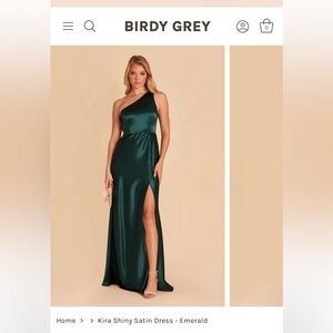 Birds Grey - Kira Shiny Satin Dress Emerald